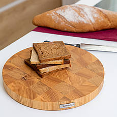 Кухонна торцева обробна дошка кругла ясень д50 см велика на силіконових ніжках BeWoody