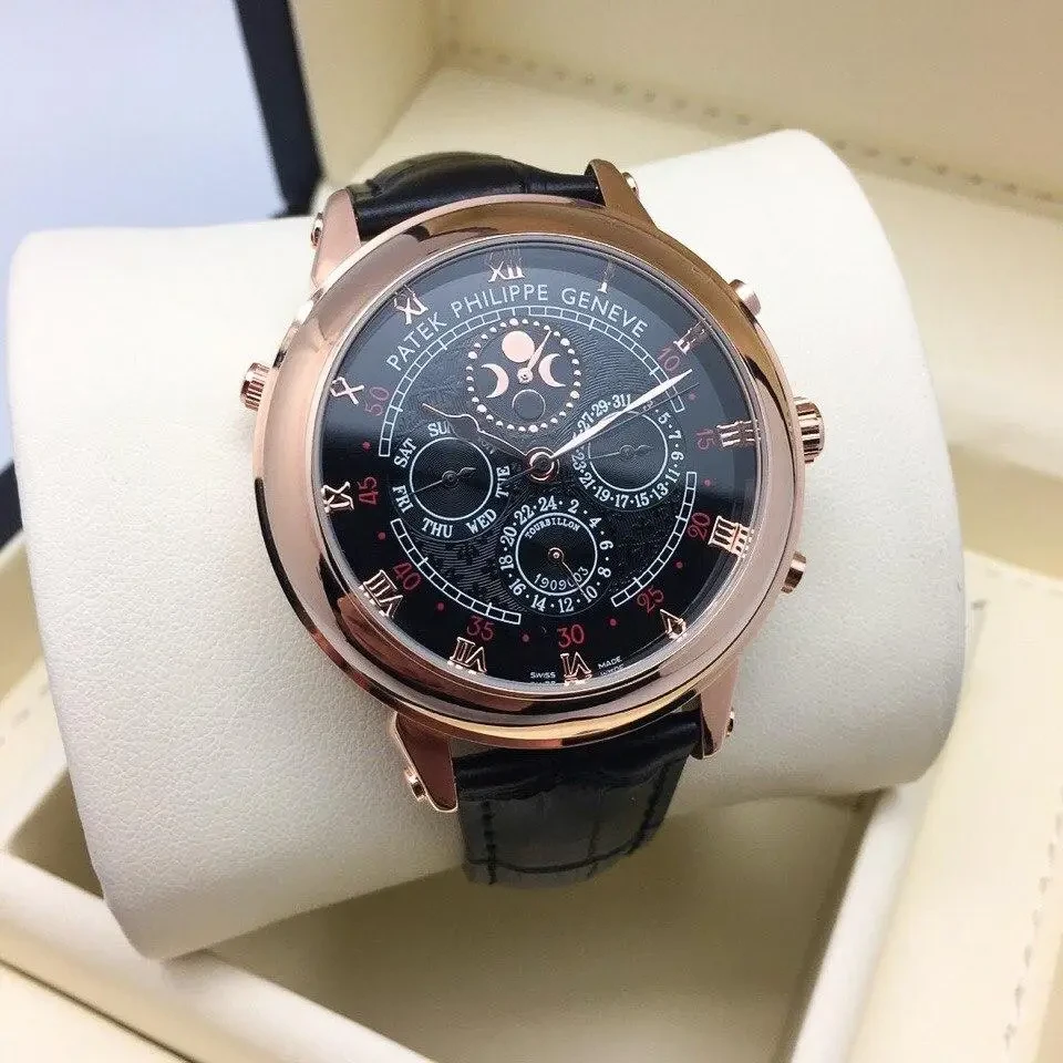 Годинник Patek Philippe sky moon кварцовий чоловічий наручний Патек Філіп військовий з двома екранами