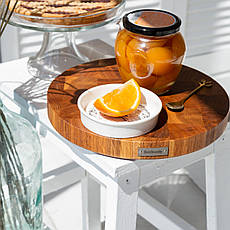 Кухонна торцева обробна дошка кругла Дуб д40 см велика на силіконових ніжках BeWoody