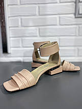 Босоножки с широкой пряжкой Magnolya 2878 36 Темно-бежевый кожа, фото 2