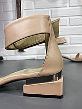 Босоножки с широкой пряжкой Magnolya 2878 36 Темно-бежевый кожа, фото 5