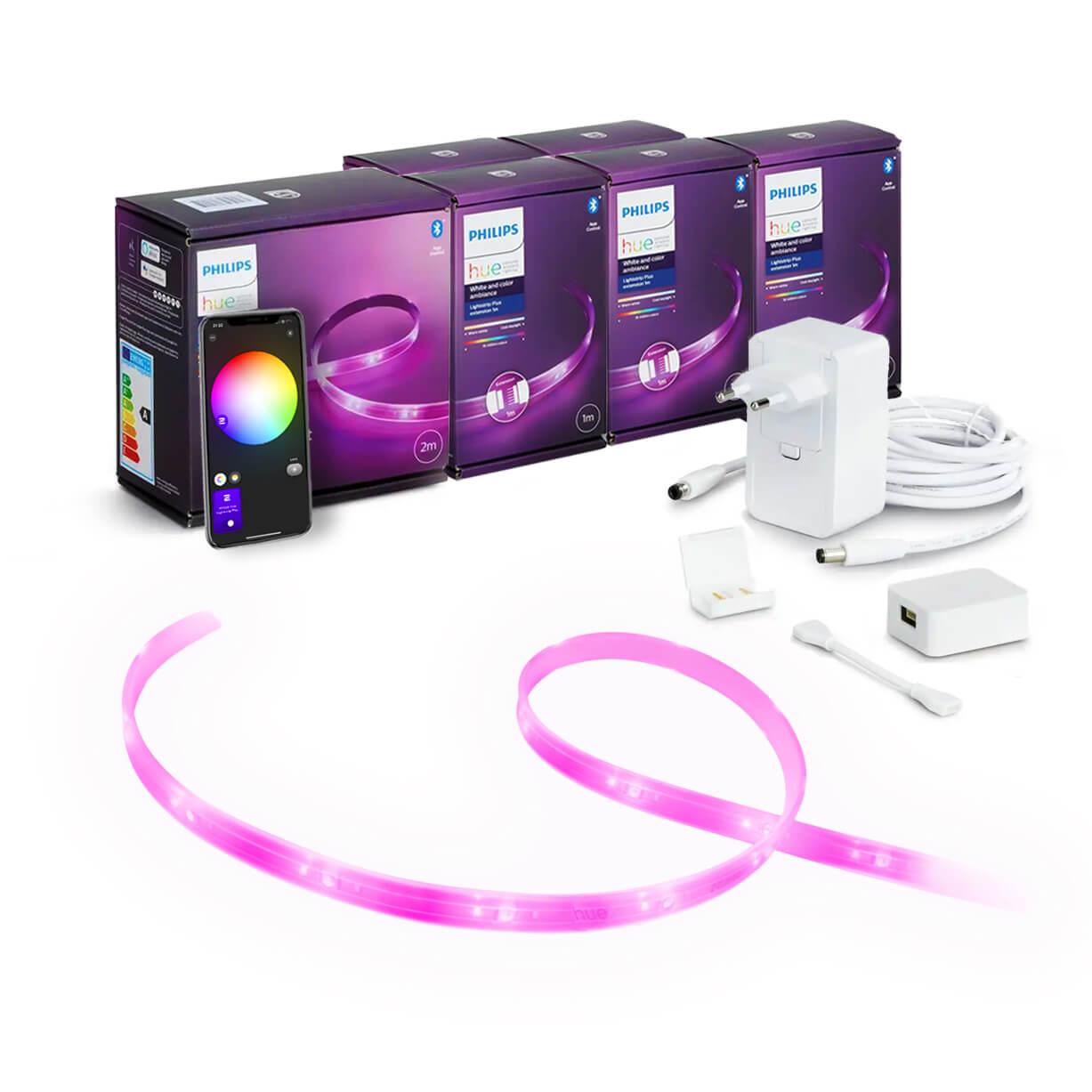 Розумна світлодіодна LED стрічка 7 метрів Philips Hue Lightstrip Plus V4 White and Color, Bluetooth, Apple HomeKit (2+5 метр), фото 1