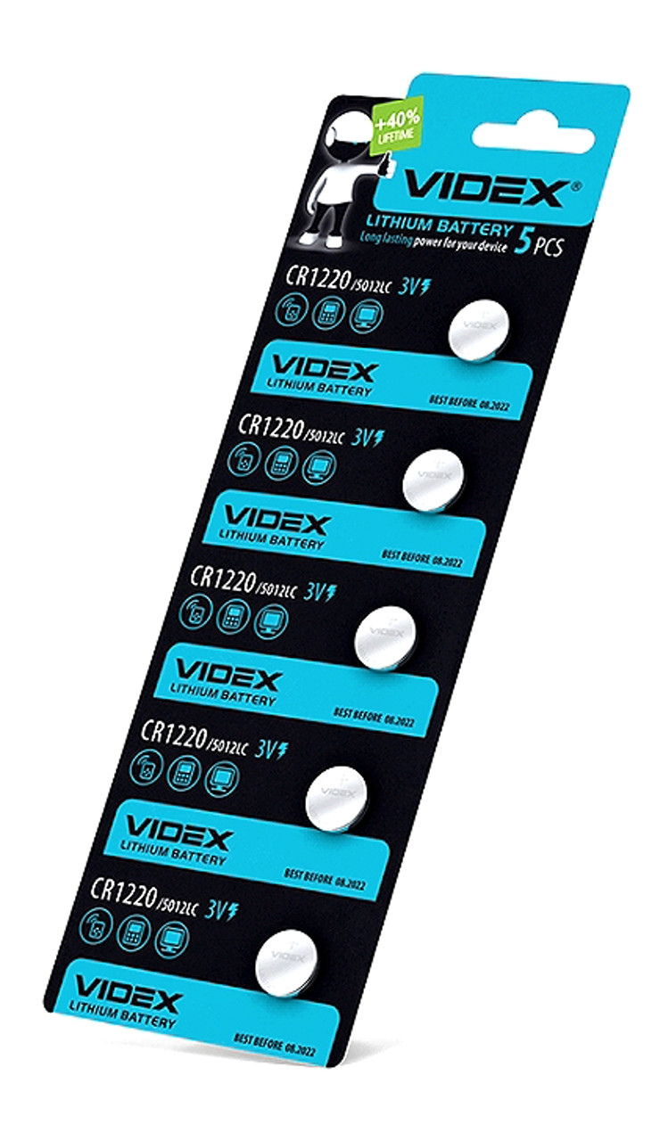 Батарейка літієва Videx CR1220 BR1220 3V Блістер 5шт