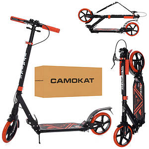 Самокат двоколісний для підлітка складаний iTrike SR 2-018-10-BOR Чорно-жовтогарячий | Самокат для підлітка