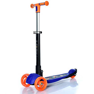 Дитячий самокат iTrike MAXI JR 3-060-35-BL Синій | Складаний самокат Ай трайк Максі з підсвічуванням коліс