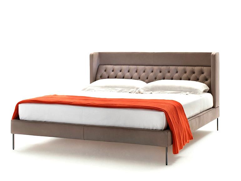 Ліжко двоспальне м'яке узголів'я каретна стяжка MeBelle TARIKO 180х200, бежевий коричневий велюр, ар-деко