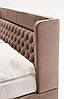 Ліжко двоспальне м'яке узголів'я каретна стяжка MeBelle TARIKO 180х200, бежевий коричневий велюр, ар-деко, фото 2