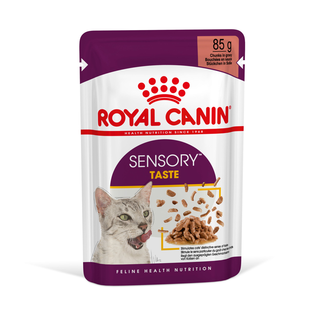 Вологий корм для дорослих котів ROYAL CANIN SENSORY TASTE GRAVY 85 г, шматочки у соусі, cтимулює смак, фото 1