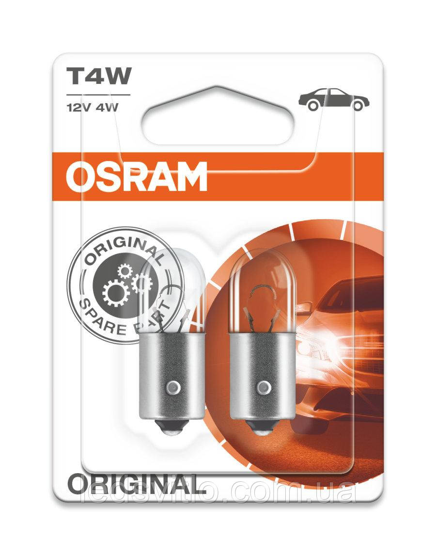 Автомобільна лампа OSRAM 12V 4W T4W BA9s ORIGINAL (Комплект 2шт)