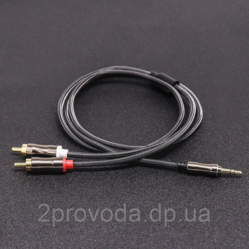 Аудио кабель AUX - 2 RCA 3.5mm miniJack премиум оплетка 3 метра - фото 2 - id-p1638194427