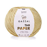 Gazzal THE PAPER (Пейпер) № 3957 бежевий (Пряжа віскоза, нитки для в'язання)