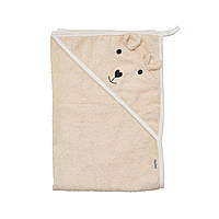 Детское полотенце с капюшоном и ушками Twins Bear 100*100 см Бежевый