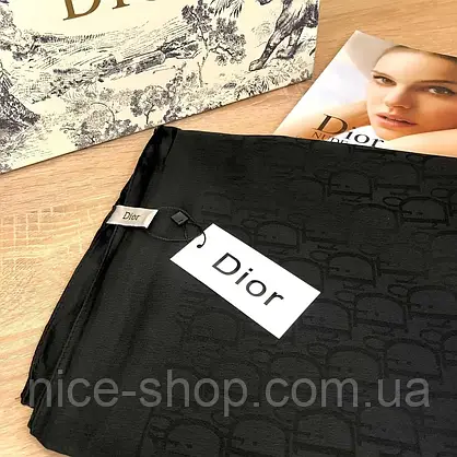 Хустка D.i.o.r. шовк чорна, фото 3