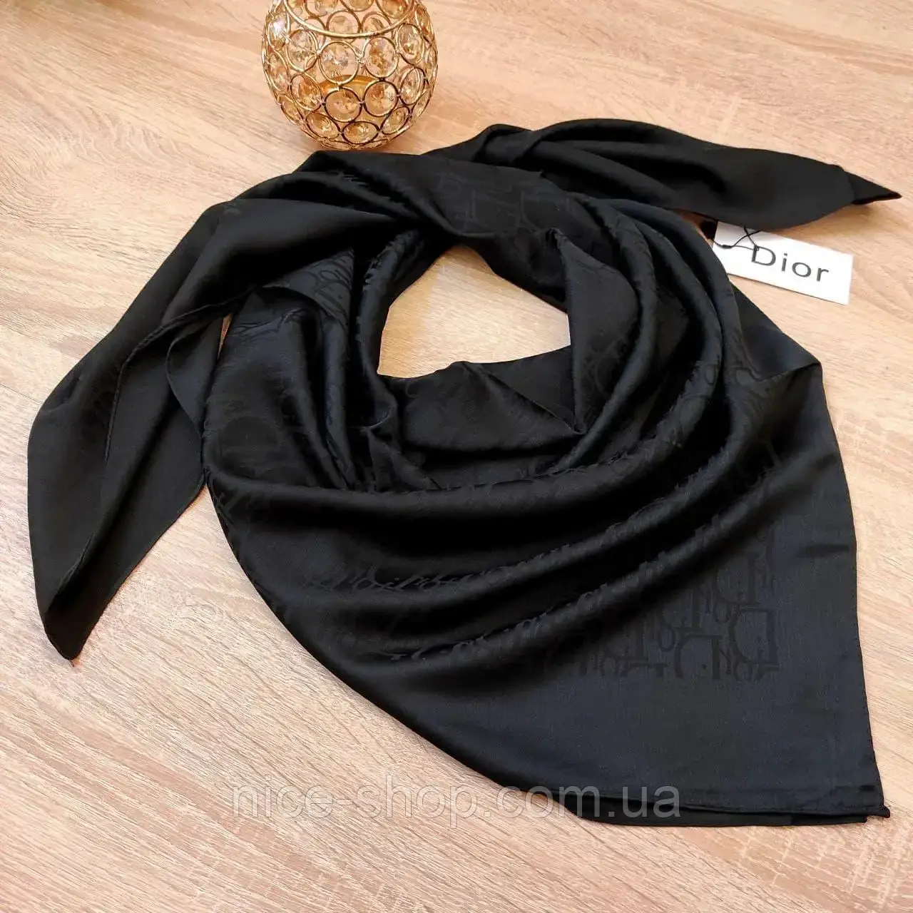 Хустка D.i.o.r. шовк чорна
