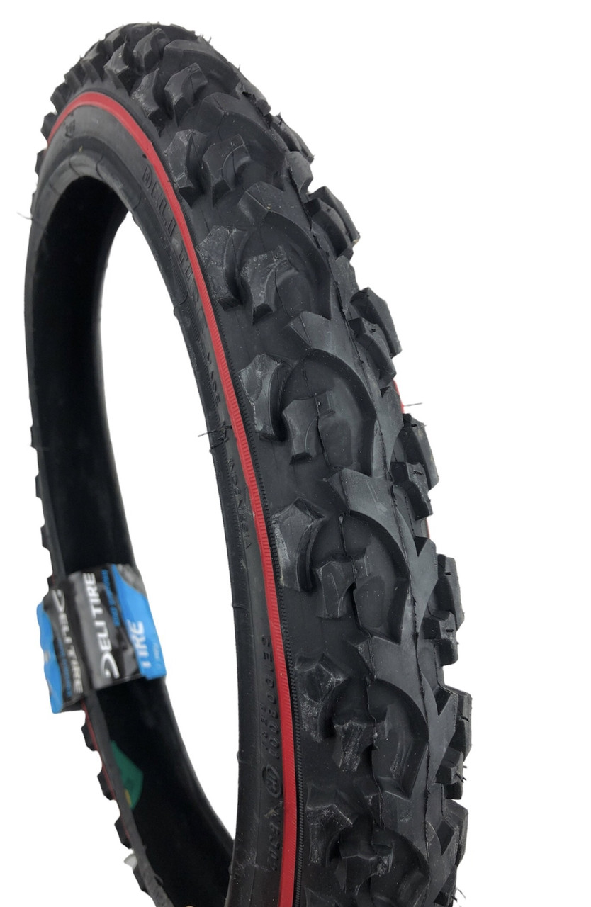 Шина велосипедна Deli 16*1.75 (47-305)" S-186 Red/blue line шип Индонезия