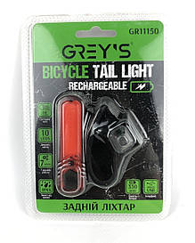 Велосипедний задній ліхтар стоп Greys 10 * LEDs, 7 різ, інд. стану батареї, ІРХ4, microUSD. кр GR 11150