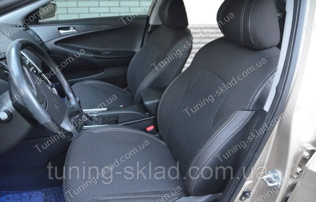 Чохли на сидіння Хенддай Соната 6 YF (чохли з екошкіри Hyundai Sonata 6 YF стиль Premium), фото 1