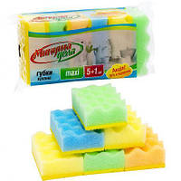 Від 6 шт. Губка для миття посуду "Максі" 5+1шт, 9,5*6*3 см купити дешево оптом в інтернет-магазині