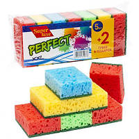 Від 2 шт. Губка для миття посуду "Super Lux" PERFECT 5+2 штук, 9,5*3,5*6,5 см  купити дешево оптом в інтернет-магазині