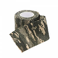 Маскувальна стрічка MONDIGOS 5 см самофіксуюча еластична камуфляжна мультикам піксель-темна