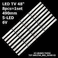 LED подсветка TV 48" inch 5-led 490mm TOT_48D2700_8X5_3030_V3 480350VT NOC1049017M-H-FC JC-14P 1952