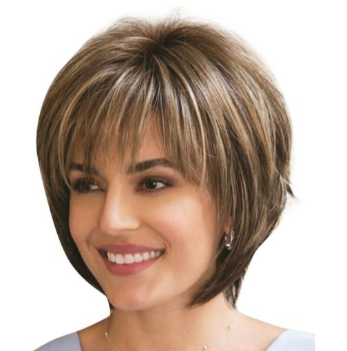Перука русява коротка з чубчиком з меліруванням, фото 1