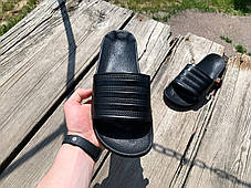 Чоловічі шльопанці сланці Adidas Full Black чорні, фото 3