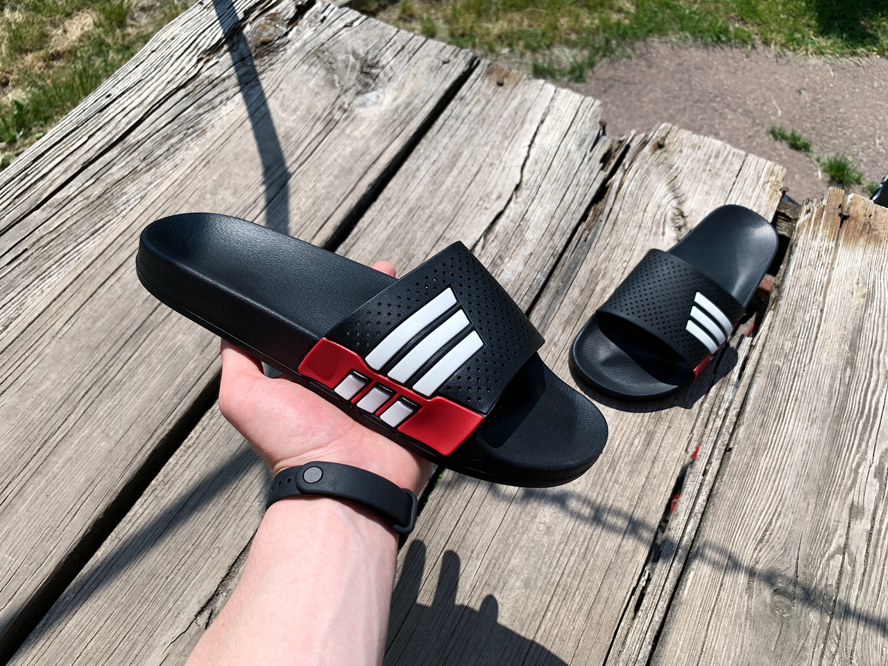 Чоловічі шльопанці сланці Adidas Black Red чорні