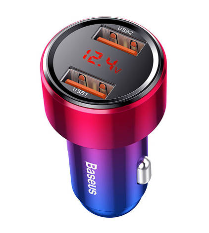 Автомобільний зарядний пристрій в прикурювач Baseus Magic 45 W 2 х USB Червоний/ Синій (CCMLC20A-09), фото 1