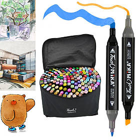 Набір двосторонніх маркерів для скетчингу на спиртовій основі Touch MIKA 168 шт Black (8000)