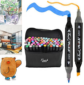 Набір двосторонніх маркерів для скетчингу на спиртовій основі Touch MIKA 80 шт Black (7752)