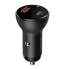 Автомобільний зарядний пристрій в прикурювач Baseus USB + Type-C 45 W Сірий (TZCCBX-C0G), фото 3