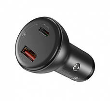 Автомобільний зарядний пристрій в прикурювач Baseus USB + Type-C 45 W Сірий (TZCCBX-C0G), фото 4