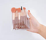 Набір пензлів для макіяжу міні в дорогу Trevel set orange 8 шт з чохлом, фото 5