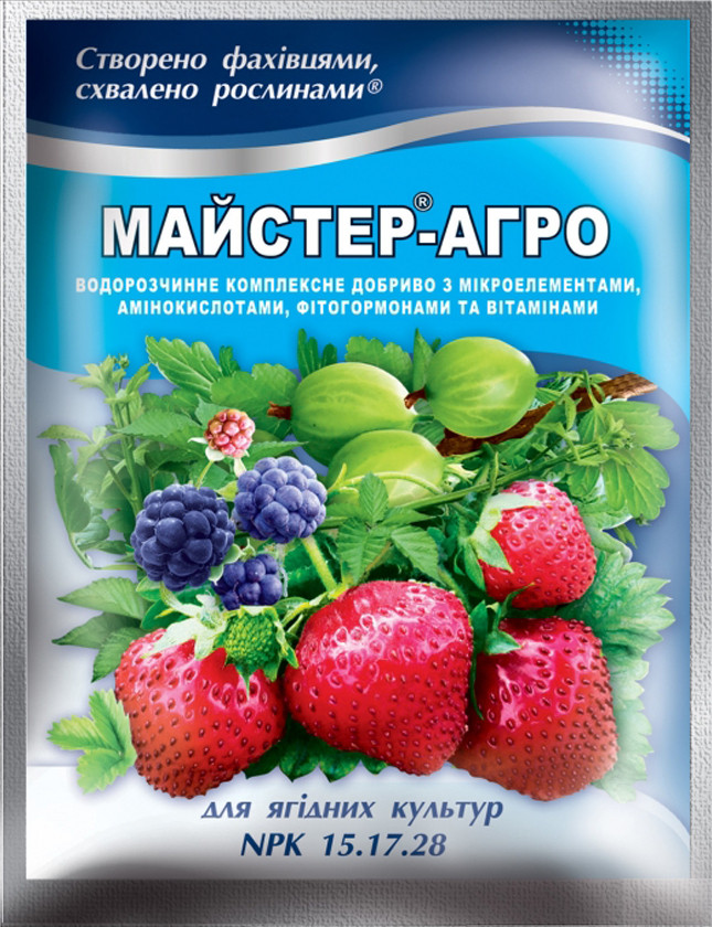 Добриво майстер-агро для ягідних культур 15.17.28 100 г