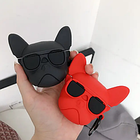 Силиконовый 3D чехол Dog для наушников AirPods Red (m179)