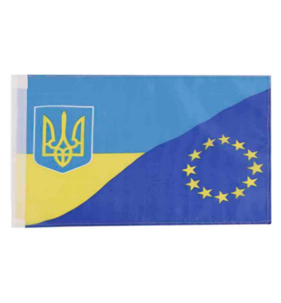 Прапорець синьо-жовтий (Україна + Євросоюз) - 14*21 см