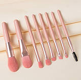 Набір пензлів для макіяжу міні в дорогу Trevel set orange 8 шт з чохлом, фото 10