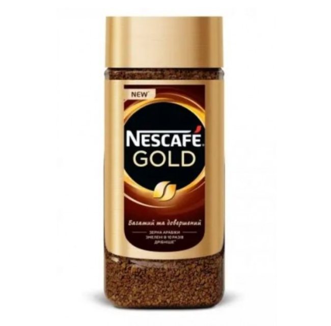 Розчинний Сублімований Нескафе скляна банка Nescafe Gold 190г