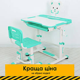 Парта учнівська дитяча Bambi M 4818-5 М'ятний | Комплект зростаюча парта і стілець