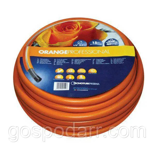 Шланг садовий Tecnotubi Orange Professional для поливу діаметр 5/8 дюйма, довжина 25 м