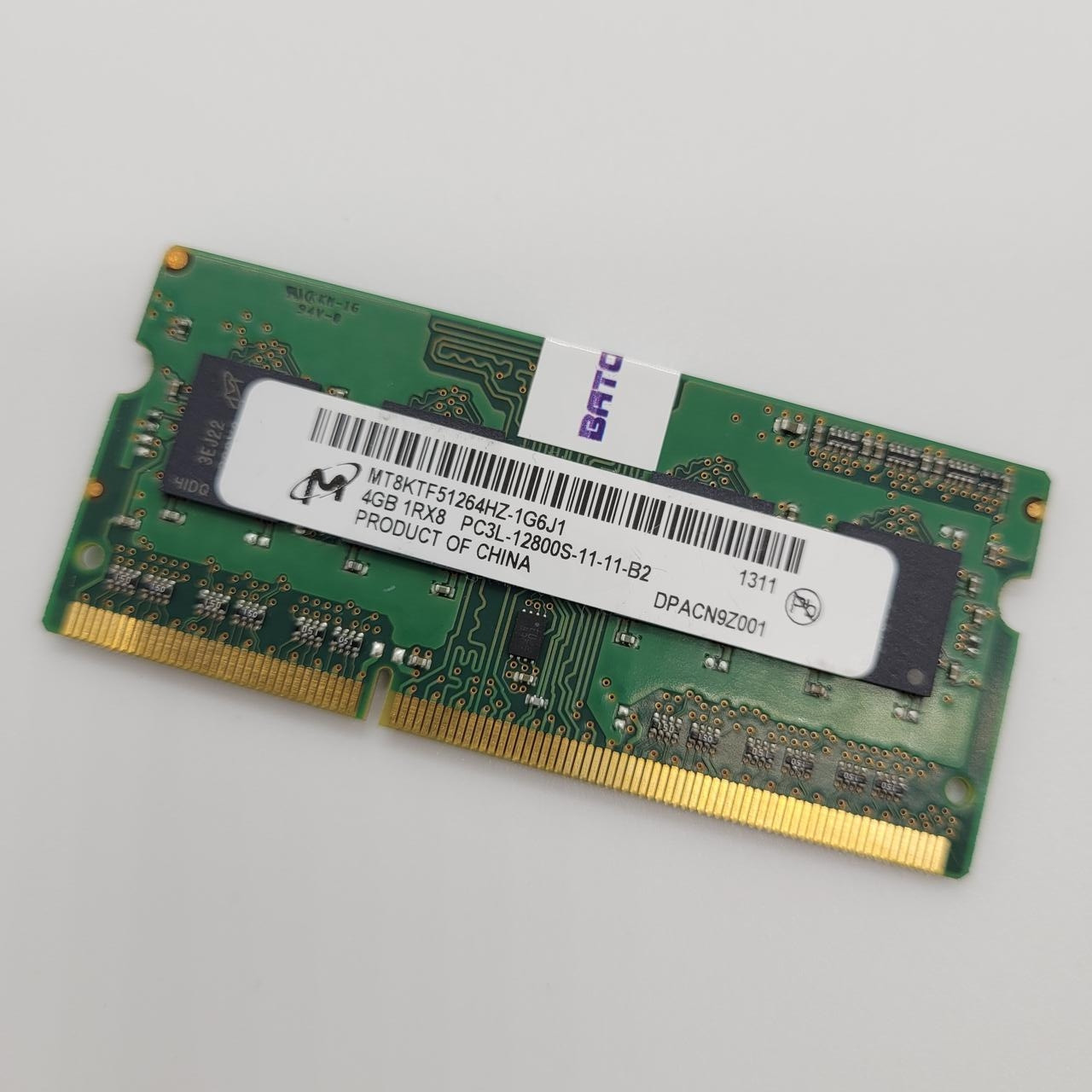 Оперативна пам'ять для ноутбука Micron DDR3L 4Gb 1600MHz PC3L-12800S CL11 (MT8KTF51264HZ-1G6J1) Б/В