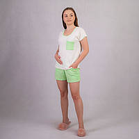 Летняя женская пижама футболка+шорты рибана "Соня цвет салатовый " 42р.