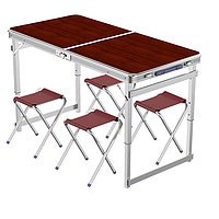 Розкладний стіл і стільці для пікніка easy campi 1+4 120х60х70см | Стіл для пікніка посилений