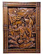 Резное деревянное панно "князь Святослав" отделанное патиной