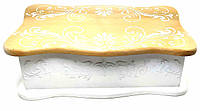 Шкатулка "Молочный прованс" с фигурной крышкой (26.5х15.5х9.5 см) ольха, липа C