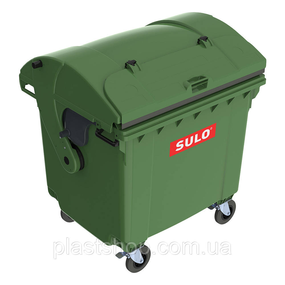 Контейнер для сміття пластиковий Sulo 1100 cферична кришка Зелений