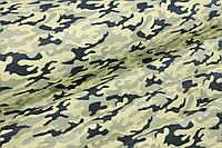 Ткань бязь камуфляж черного, бежевого и кремового цвета № 2063