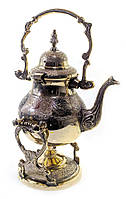 Чайник бронзовый с горелкой на подставке с цветным рисунком (30,5х19х16 см)A