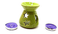 Аромалампа керамическая, подарочный набор зеленая